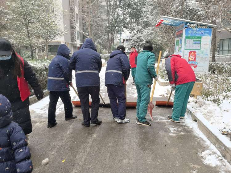 【大雪纷飞至，社区扫雪忙】—高山流水社区开展扫雪除冰行动